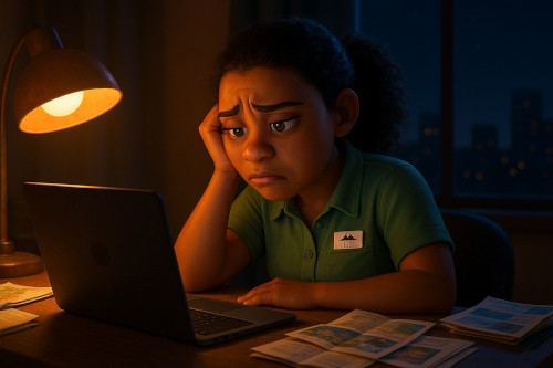 Frustrated person in dimmed room in front of a computer